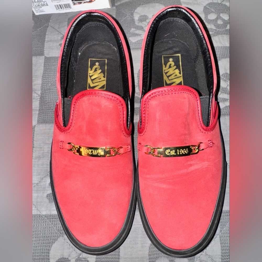 SOLD. Vans Red Slip-On Womens Shoes sz 9